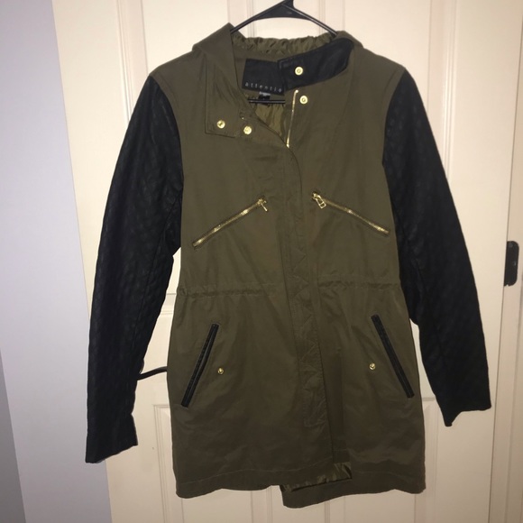 attention Jackets & Blazers - Attention Army Green/ Leather Coat